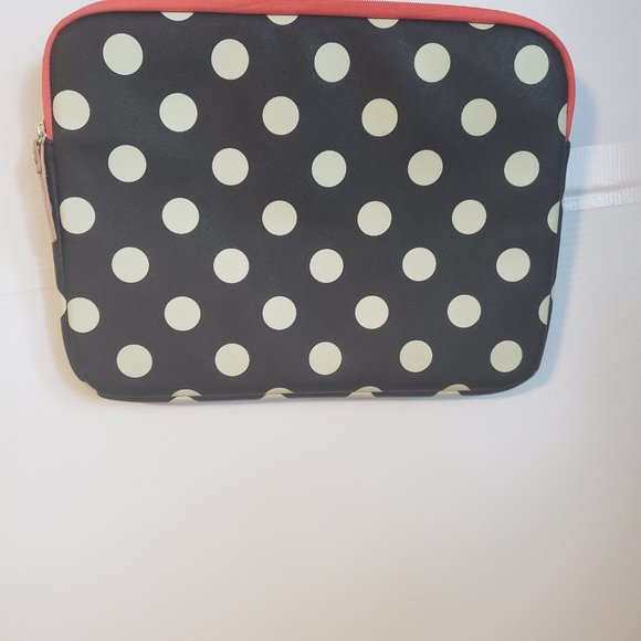 Polka Dot Laptop Sleeve tablet front pocket zippered black white pink+ - Picture 7 of 13